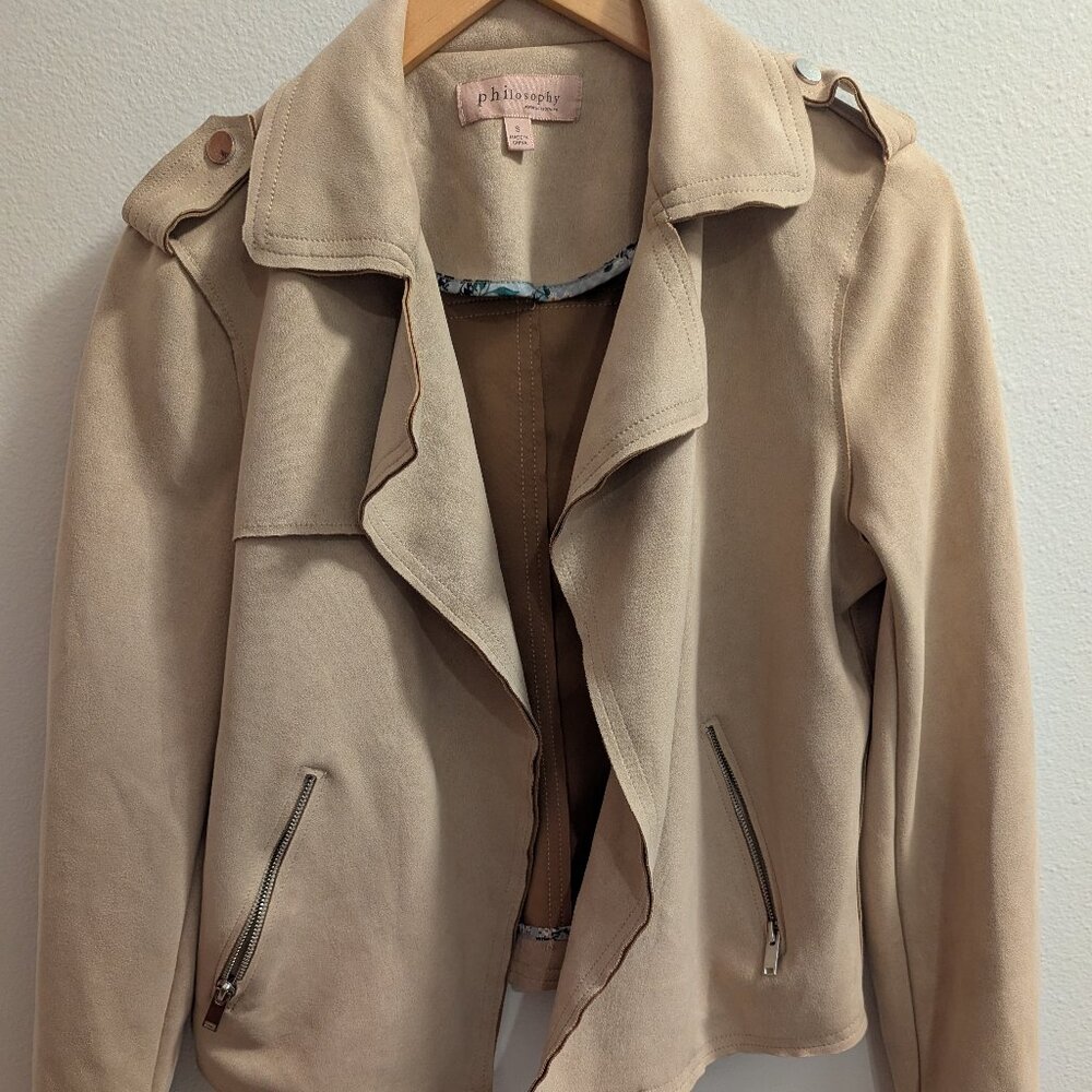 Philosophy Faux Suede womens Moto Jacket Small EUC